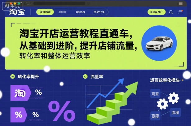 淘宝开店运营教程直通车，从基础到进阶，提升店铺流量，转化率和整体运营效率（更新11月）