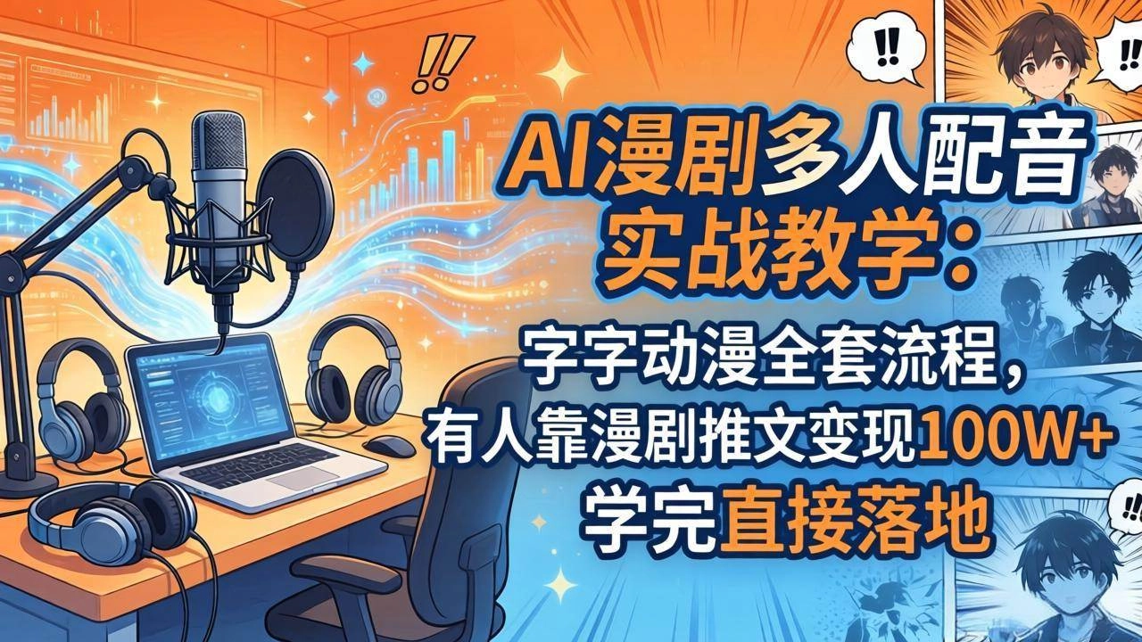 (18060期) AI漫剧多人配音实战教学:字字动漫全套流程,有人靠漫剧推文变现100W+,学完直接落地 (18060期) AI漫剧多人配音实战教学:字字动漫全套流程,有人靠漫剧推文变现100W+,学完直接落地
