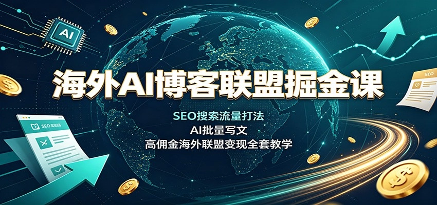 海外AI博客联盟掘金课:SEO搜索流量打法,AI批量写文,高佣金海外联盟变现全套教学 海外AI博客联盟掘金课:SEO搜索流量打法,AI批量写文,高佣金海外联盟变现全套教学