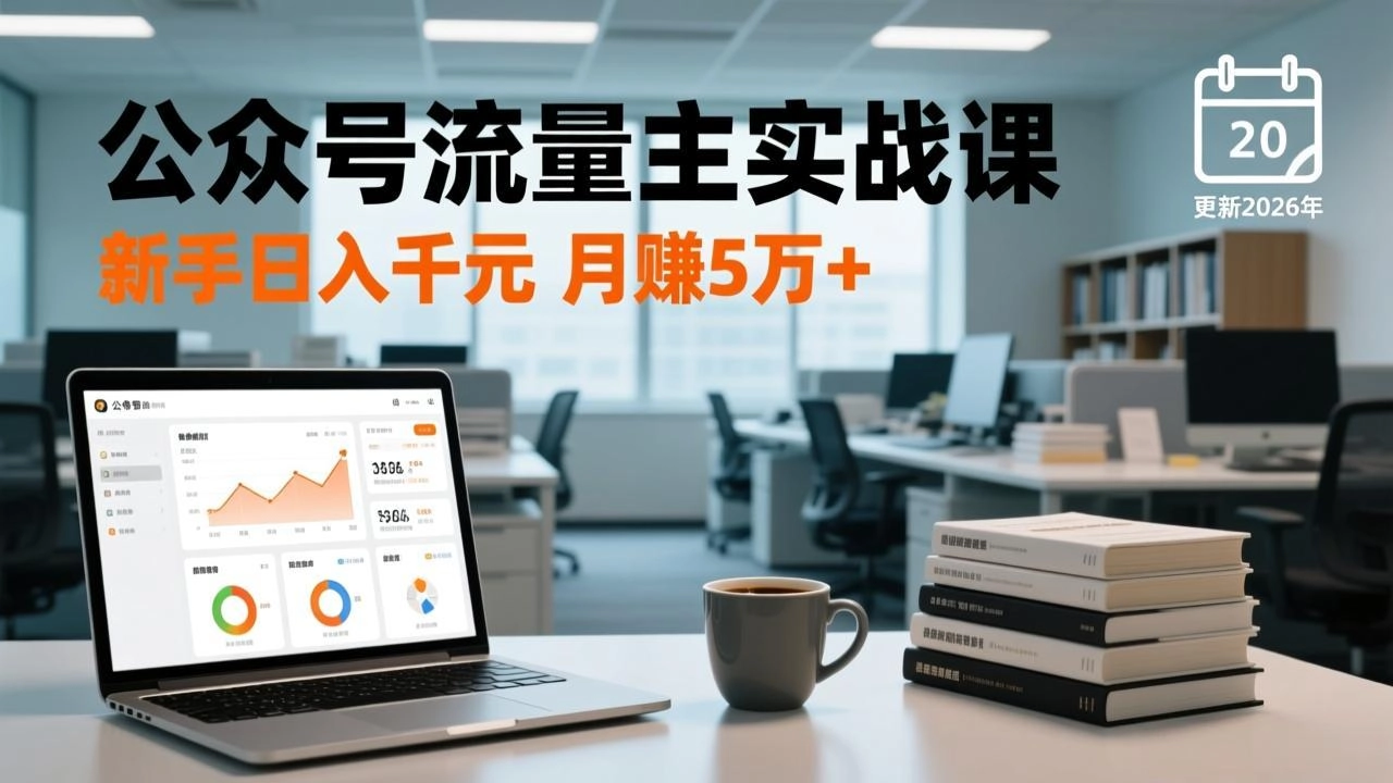 公众号流量主实战课-更新26年3月，爆文写作、流量池运营、多平台分发，新手日入千元月赚5w+