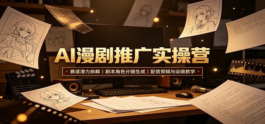 AI漫剧推广实操营:赛道潜力拆解,剧本角色分镜生成,配音剪辑与运镜教学 AI漫剧推广实操营:赛道潜力拆解,剧本角色分镜生成,配音剪辑与运镜教学