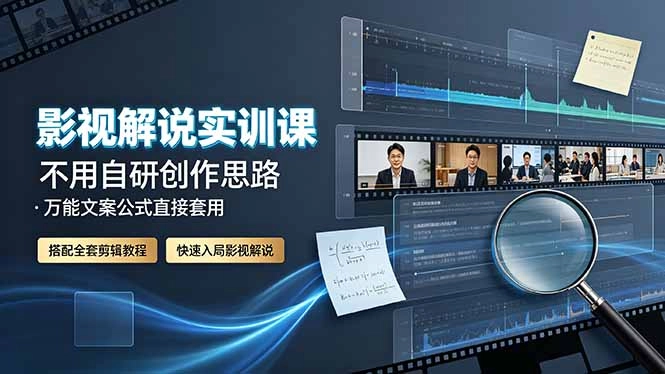 影视解说实训课:不用自研创作思路,万能文案公式直接套用,搭配全套剪辑教程,快速入局影视解说 影视解说实训课:不用自研创作思路,万能文案公式直接套用,搭配全套剪辑教程,快速入局影视解说