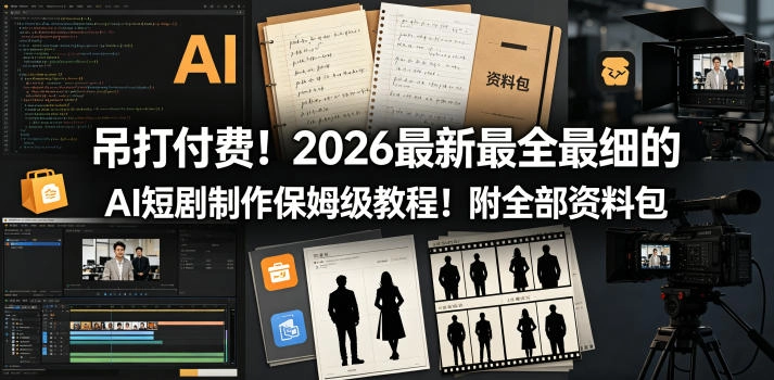 吊打付费!2026最新最全最细的AI短剧制作保姆级教程!附全部资料包 吊打付费!2026最新最全最细的AI短剧制作保姆级教程!附全部资料包