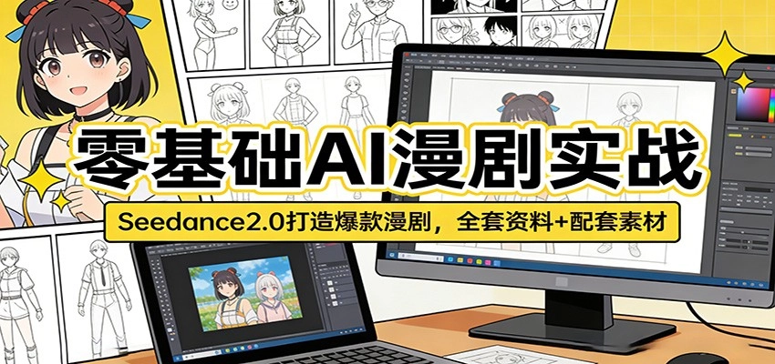 零基础AI漫剧实战：Seedance2.0打造爆款漫剧，全套资料+配套素材