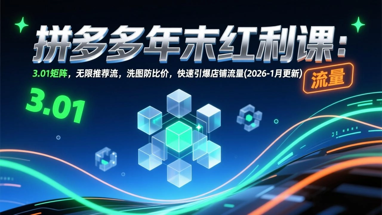 拼多多年末红利课:3.01矩阵,无限推荐流,洗图防比价,快速引爆店铺流量(2026-1月更新 拼多多年末红利课:3.01矩阵,无限推荐流,洗图防比价,快速引爆店铺流量(2026-1月更新