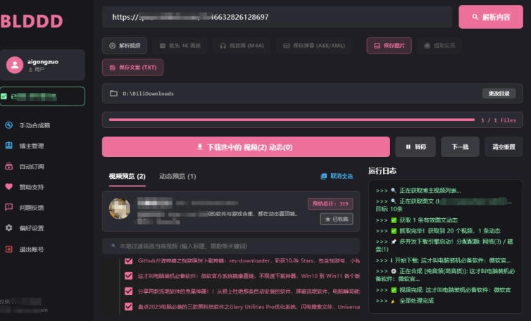 哔哩哔哩b站视频最新下载工具,支持合集下载,字幕、声音下载,BLDDD 哔哩哔哩b站视频最新下载工具,支持合集下载,字幕、声音下载,BLDDD