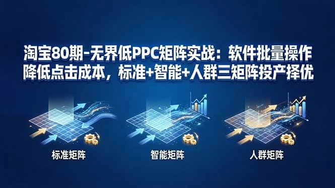 (17987期)淘宝80期-无界低PPC矩阵实战:软件批量操作降低点击成本,标准+智能+人群三矩阵投产择优 (17987期)淘宝80期-无界低PPC矩阵实战:软件批量操作降低点击成本,标准+智能+人群三矩阵投产择优