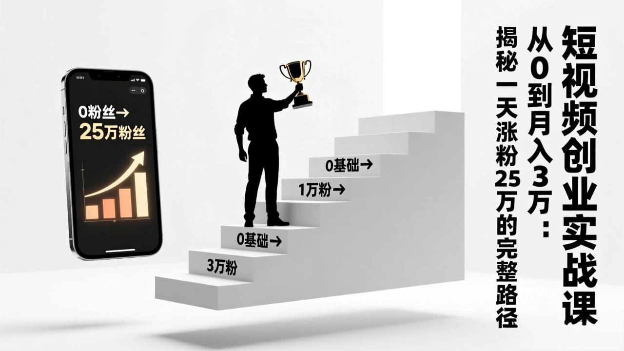 短视频创业实战课:从0到月入3万:揭秘一天涨粉25万的完整路径 短视频创业实战课:从0到月入3万:揭秘一天涨粉25万的完整路径