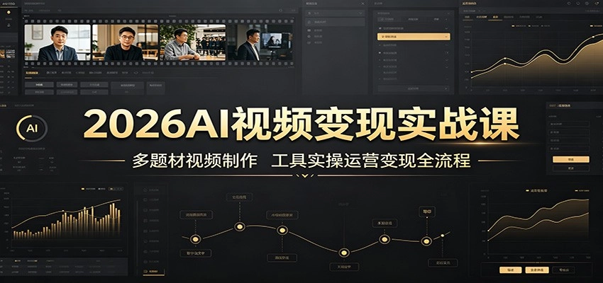2026AI视频变现实战课：多题材视频制作，工具实操运营变现全流程