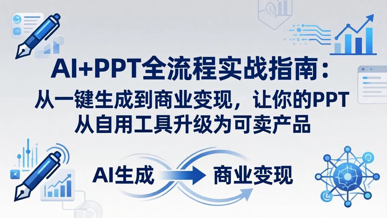 AI+PPT全流程实战指南-更新4月21:从一键生成到商业变现,让你的PPT从自用工具升级为可卖产品 AI+PPT全流程实战指南-更新4月21:从一键生成到商业变现,让你的PPT从自用工具升级为可卖产品