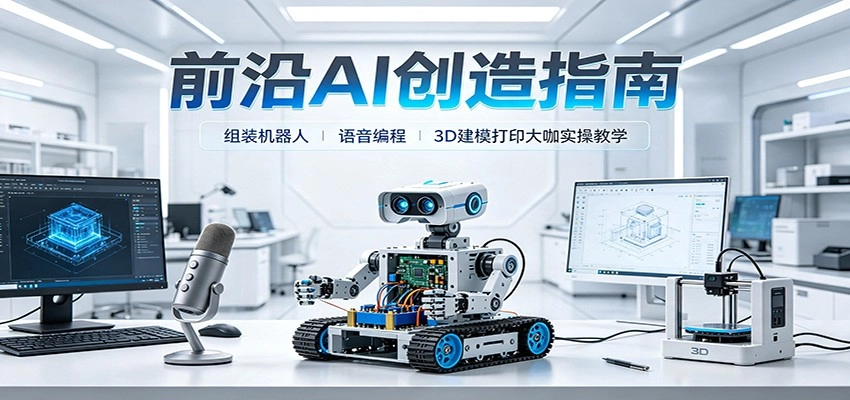 前沿AI创造指南:组装机器人、语音编程、3D建模打印大咖实操教学 前沿AI创造指南:组装机器人、语音编程、3D建模打印大咖实操教学