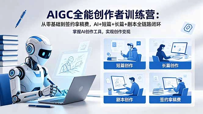 AIGC全能创作者训练营:从零基础到签约拿稿费,AI+短篇+长篇+剧本全链路闭环 AIGC全能创作者训练营:从零基础到签约拿稿费,AI+短篇+长篇+剧本全链路闭环