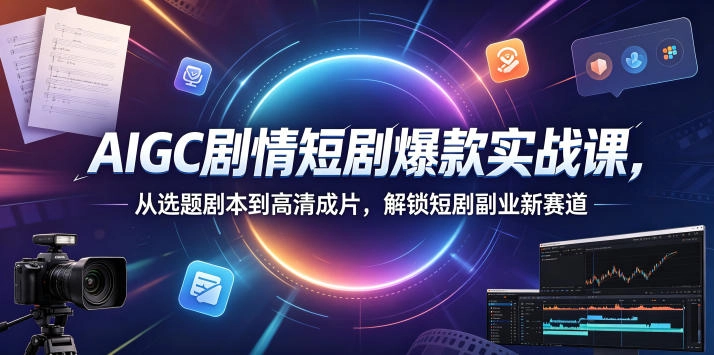 AIGC剧情短剧爆款实战课，从选题剧本到高清成片，解锁短剧副业新赛道（更新0906）