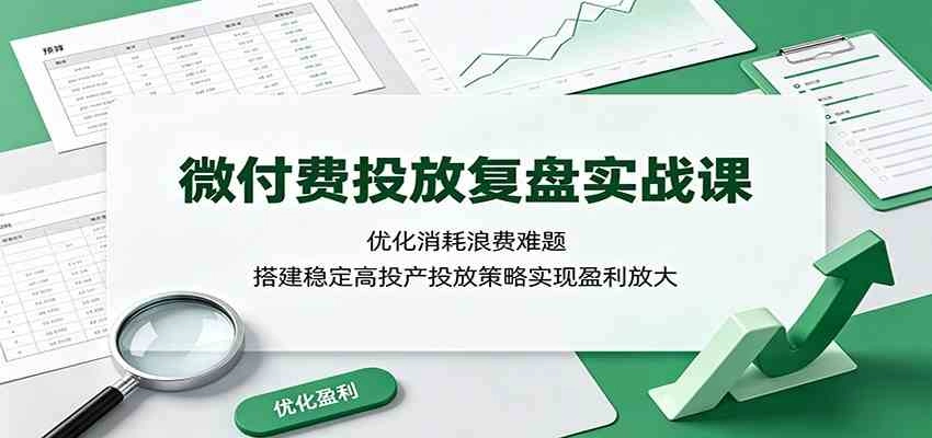 微付费投放复盘实战课:优化消耗浪费难题,搭建稳定高投产投放策略实现盈利放大 微付费投放复盘实战课:优化消耗浪费难题,搭建稳定高投产投放策略实现盈利放大