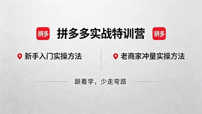 （18309期）拼多多实战特训营(更新5月3)：不管是新手入门或老商家冲量，都有实操方法，跟着学，少走弯路