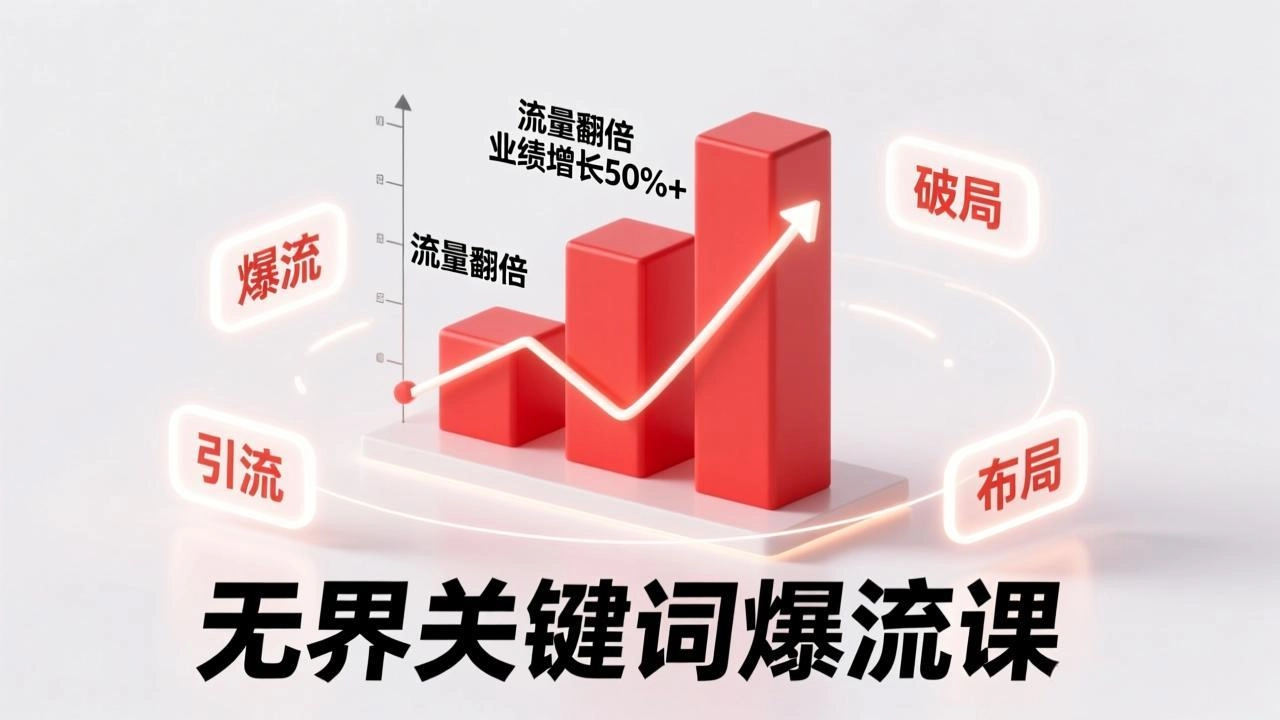 无界关键词爆流课,破局布局逻辑、阶段精准引流,实现流量翻倍,店铺业绩增长50%+。 无界关键词爆流课,破局布局逻辑、阶段精准引流,实现流量翻倍,店铺业绩增长50%+。