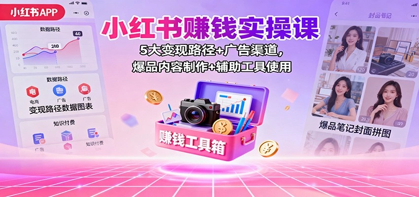 图片[1]客创社区-专注互联网轻资产资源整合与分享小红书赚钱实操课：5大变现路径+广告渠道，爆品内容制作+辅助工具使用客创社区-专注互联网轻资产资源整合与分享客创社区-专注互联网轻资产资源整合与分享