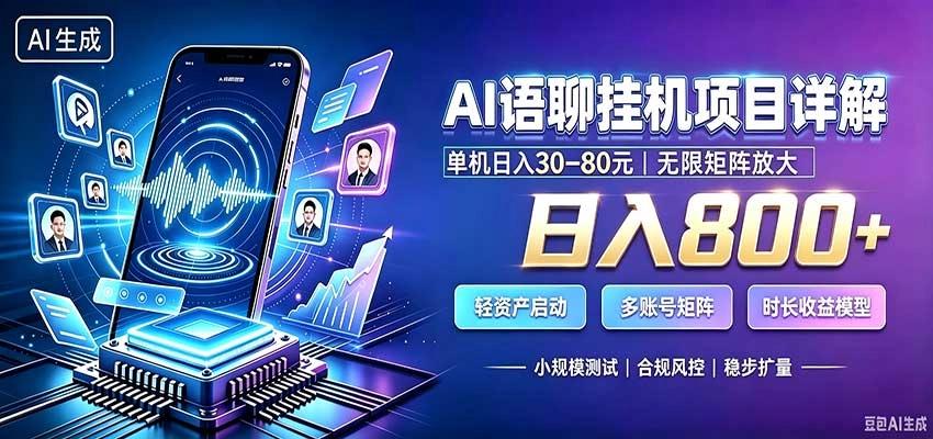 AI语聊挂机,日入800+,适用个人副业,工作室矩阵操作 AI语聊挂机,日入800+,适用个人副业,工作室矩阵操作