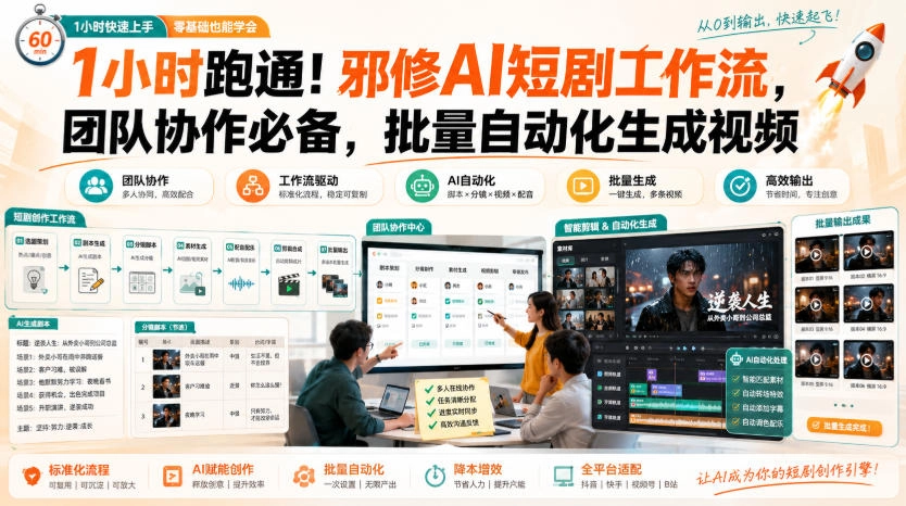 1小时跑通!邪修AI短剧工作流,团队协作必备,批量自动化生成视频 1小时跑通!邪修AI短剧工作流,团队协作必备,批量自动化生成视频