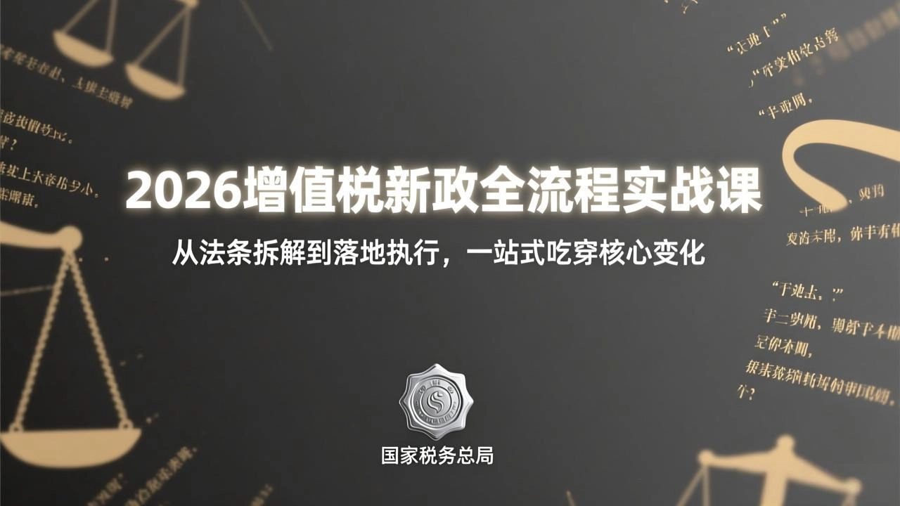2026增值税新政全流程实战课:从法条拆解到落地执行,一站式吃透核心变化 2026增值税新政全流程实战课:从法条拆解到落地执行,一站式吃透核心变化