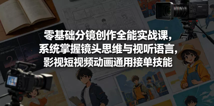 零基础分镜创作全能实战课，系统掌握镜头思维与视听语言，影视短视频动画通用接单技能