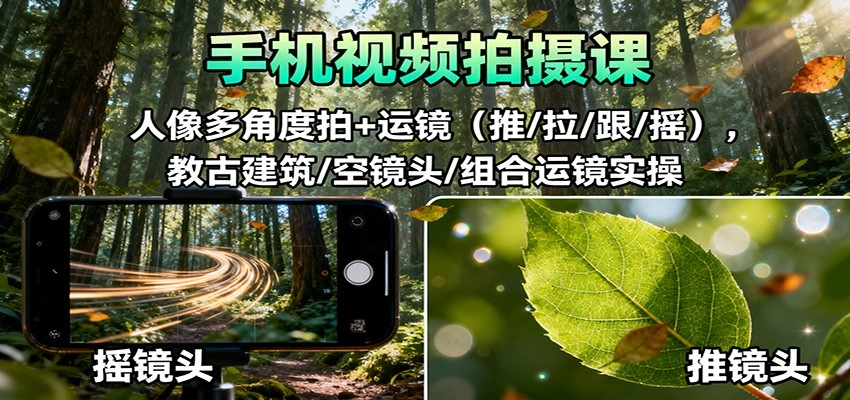 图片[1]客创社区-专注互联网轻资产资源整合与分享手机视频拍摄课：人像多角度拍+运镜(推/拉/跟/摇)，古建筑/空镜头/组合运镜实操客创社区-专注互联网轻资产资源整合与分享客创社区-专注互联网轻资产资源整合与分享