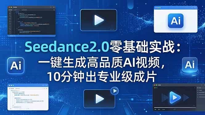 （18323期）Seedance2.0零基础实战：一键生成高品质AI视频，10分钟出专业级成片