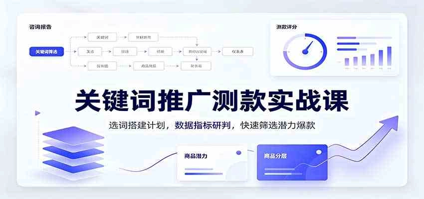 关键词推广测款实战课:选词搭建计划,数据指标研判,快速筛选潜力爆款 关键词推广测款实战课:选词搭建计划,数据指标研判,快速筛选潜力爆款