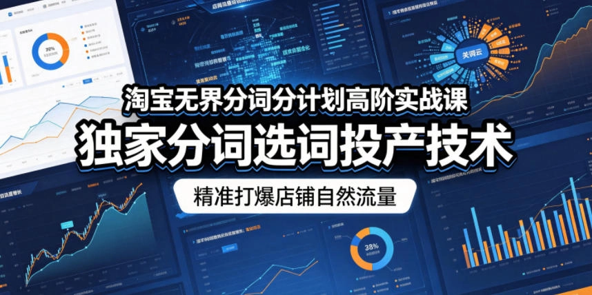 淘宝无界分词分计划高阶实战课,独家分词选词投产技术,精准打爆店铺自然流量 淘宝无界分词分计划高阶实战课,独家分词选词投产技术,精准打爆店铺自然流量