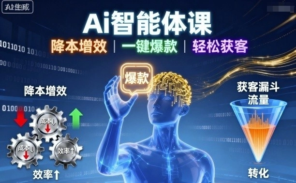 Ai智能体课,降本增效,一键爆款,轻松获客