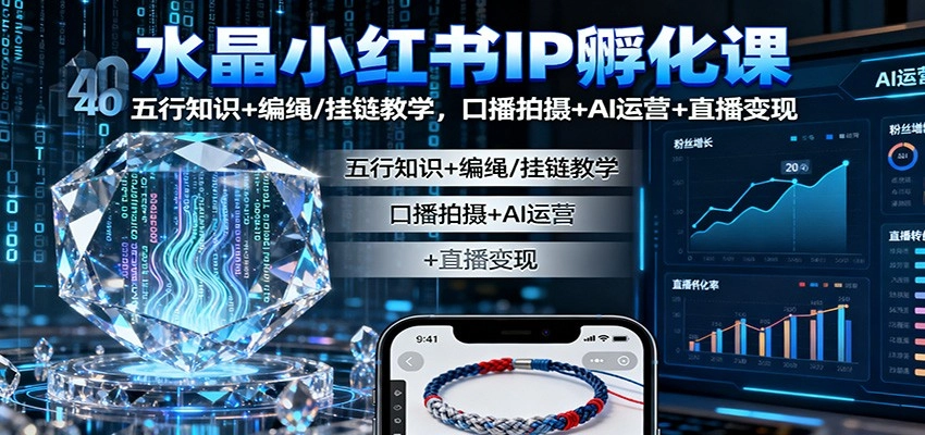 图片[1]客创社区-专注互联网轻资产资源整合与分享水晶小红书IP孵化课：五行知识+编绳/挂链教学，口播拍摄+AI运营+直播变现客创社区-专注互联网轻资产资源整合与分享客创社区-专注互联网轻资产资源整合与分享
