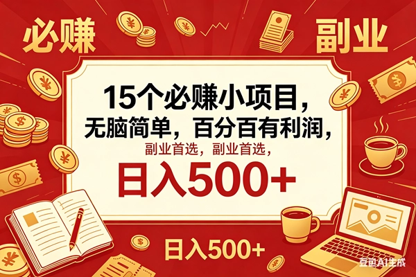 (18390期)15个必赚钱的小项目,百分百赚米,无脑简单,副业首选,日入600+ (18390期)15个必赚钱的小项目,百分百赚米,无脑简单,副业首选,日入600+