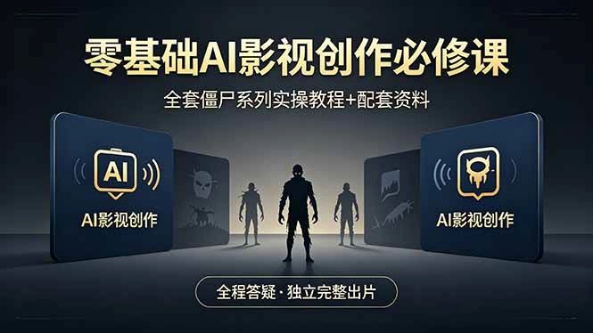 （18185期）零基础AI影视创作必修课，全套僵尸系列实操教程加配套资料，全程答疑带你独立完整出片