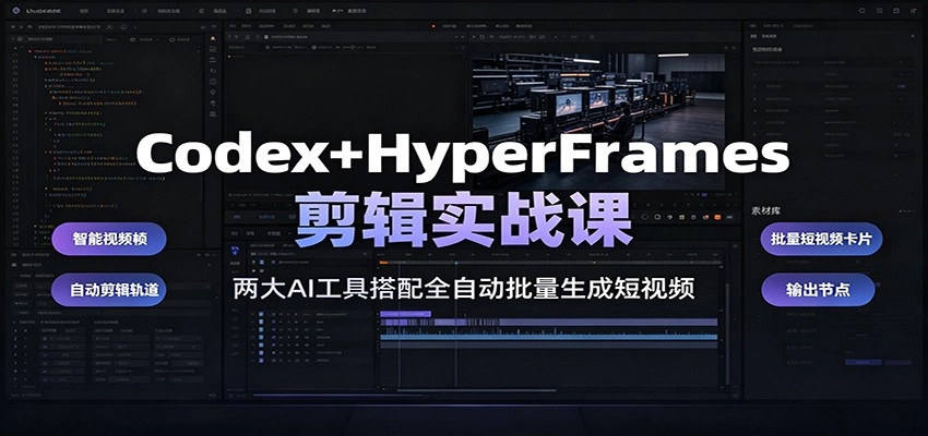 Codex+HyperFrames剪辑实战课：两大AI工具搭配全自动批量生成短视频