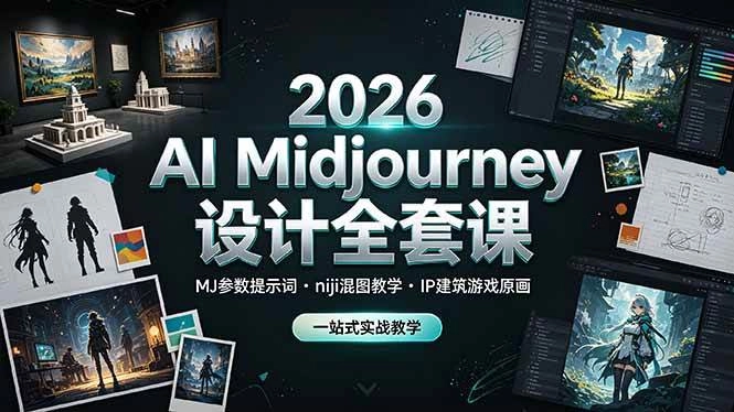（19209期）2026 AI Midjourney设计全套课，MJ参数提示词niji混图教学，IP建筑游戏原画一站式实战教学