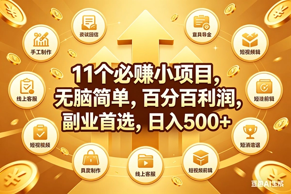 (18025期)11个必赚钱小项目,百分百有利润,无脑简单,副业首选,日入500+ (18025期)11个必赚钱小项目,百分百有利润,无脑简单,副业首选,日入500+
