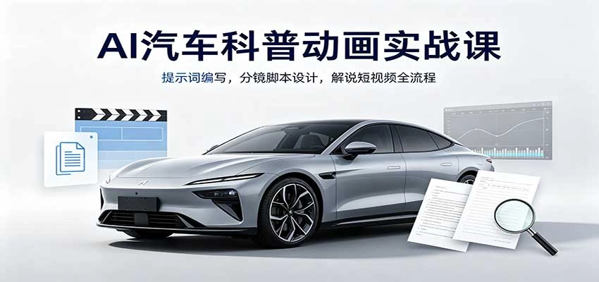 AI汽车科普动画实战课:提示词编写,分镜脚本设计,解说短视频全流程 AI汽车科普动画实战课:提示词编写,分镜脚本设计,解说短视频全流程