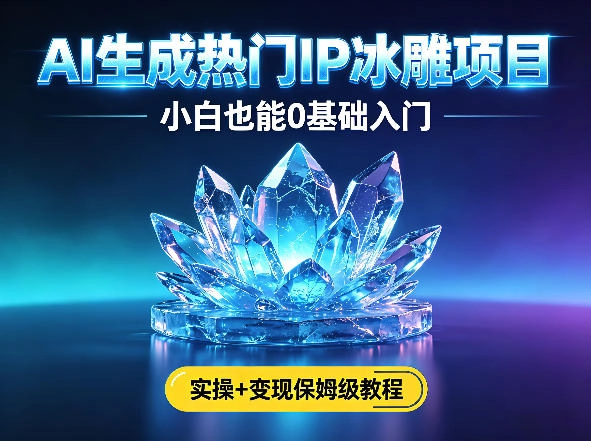 AI生成热门ip冰雕项目,小白也能0基础入门,实操+变现保姆级教程 AI生成热门ip冰雕项目,小白也能0基础入门,实操+变现保姆级教程