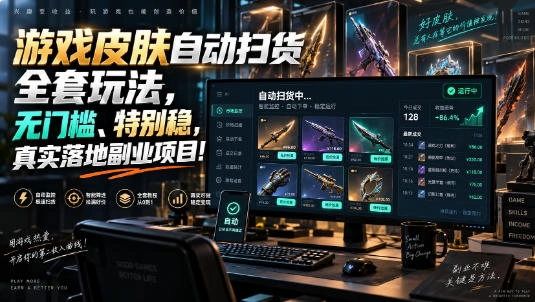 游戏皮肤自动扫货全套玩法,无门槛、特别稳,真实落地副业项目!【揭秘】 游戏皮肤自动扫货全套玩法,无门槛、特别稳,真实落地副业项目!【揭秘】