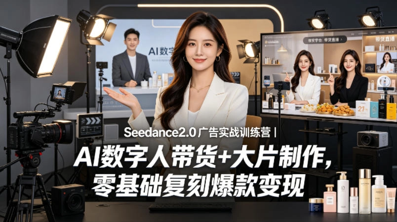Seedance2.0广告实战训练营|AI数字人带货+大片制作,零基础复刻爆款变现 Seedance2.0广告实战训练营|AI数字人带货+大片制作,零基础复刻爆款变现