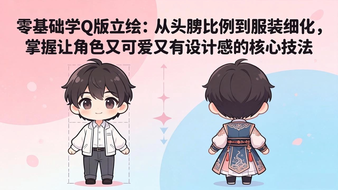 零基础学Q版立绘：从头身比例到服装细化，掌握让角色又可爱又有设计感的核心技法