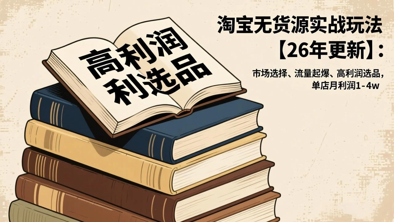 淘宝无货源实战玩法【26年更新】:市场选择、流量起爆、高利润选品,单店月利润1-4w 淘宝无货源实战玩法【26年更新】:市场选择、流量起爆、高利润选品,单店月利润1-4w