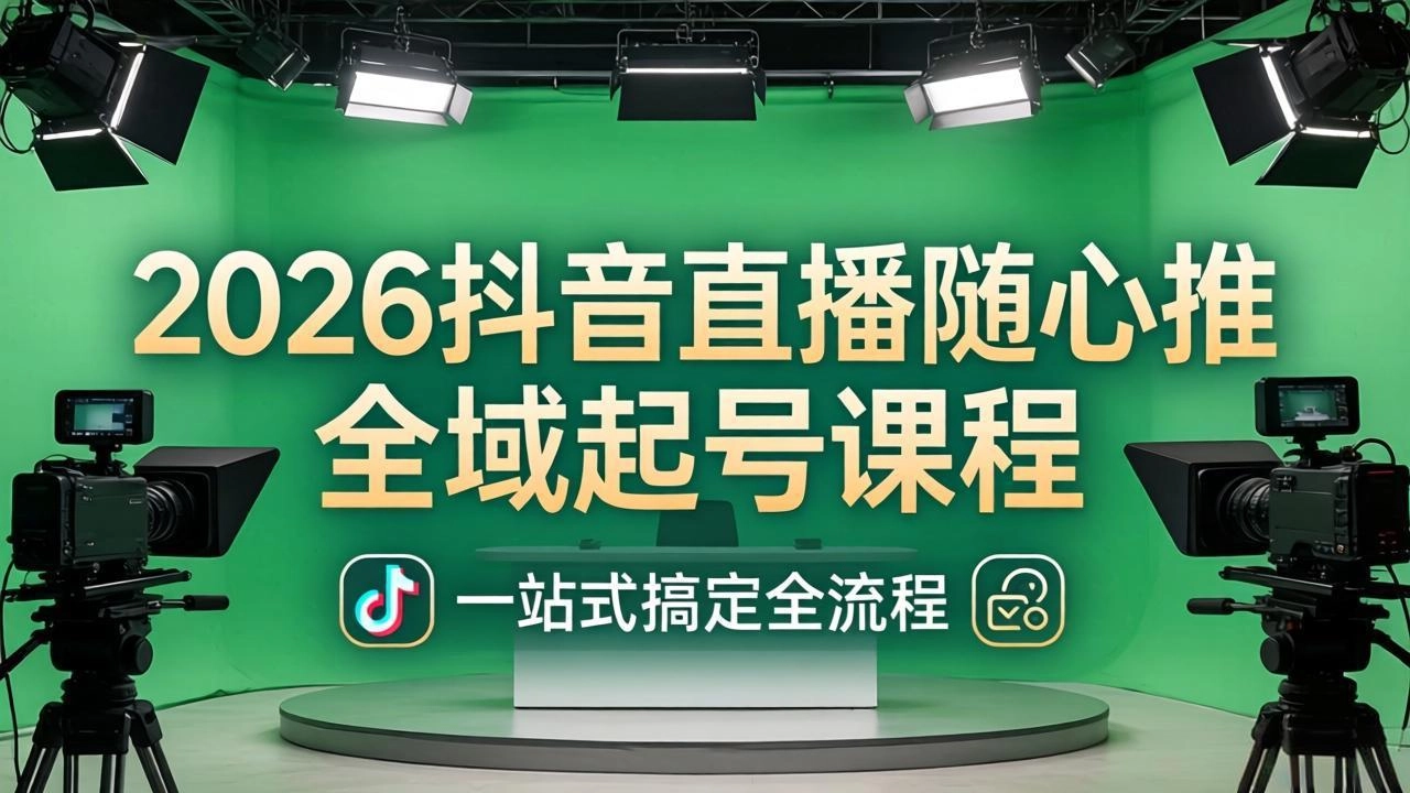 2026抖音直播随心推全域起号课程：一站式搞定直播起号、稳号、放量全流程(更新4月
