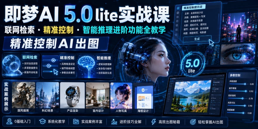 即梦AI 5.0 lite实战课，联网检索・精准控制・智能推理进阶功能全教学，精准控制AI出图