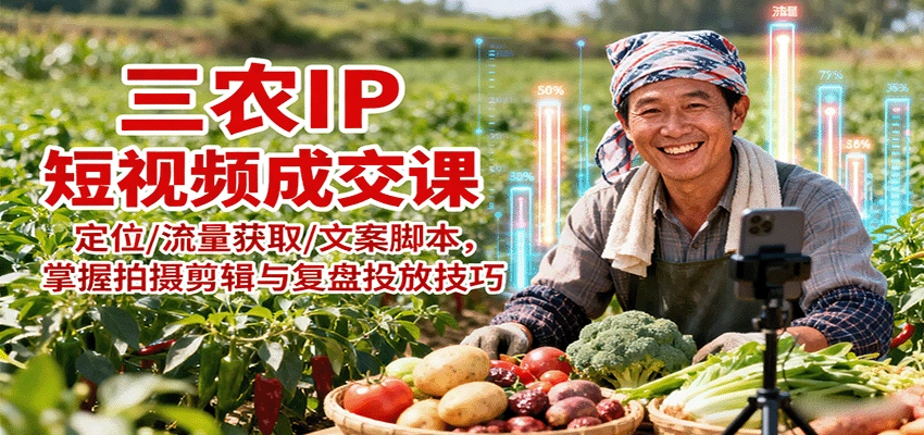 图片[1]客创社区-专注互联网轻资产资源整合与分享三农IP短视频成交课：定位/流量获取/文案脚本，掌握拍摄剪辑与复盘投放技巧客创社区-专注互联网轻资产资源整合与分享客创社区-专注互联网轻资产资源整合与分享