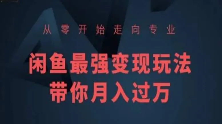从零开始走向专业,闲鱼最强变现玩法带你月入过万