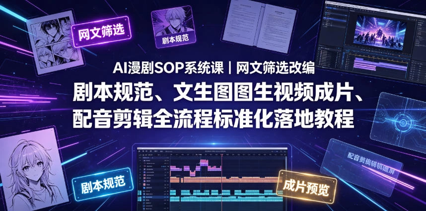 AI漫剧SOP系统课|网文筛选改编、剧本规范、文生图图生视频成片、配音剪辑全流程标准化落地教程(更新0810) AI漫剧SOP系统课|网文筛选改编、剧本规范、文生图图生视频成片、配音剪辑全流程标准化落地教程(更新0810)