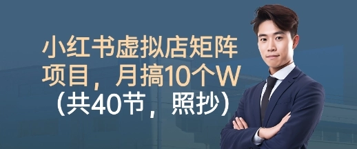 小红书虚拟店矩阵项目,照抄照做,月搞1W+(共40节)
