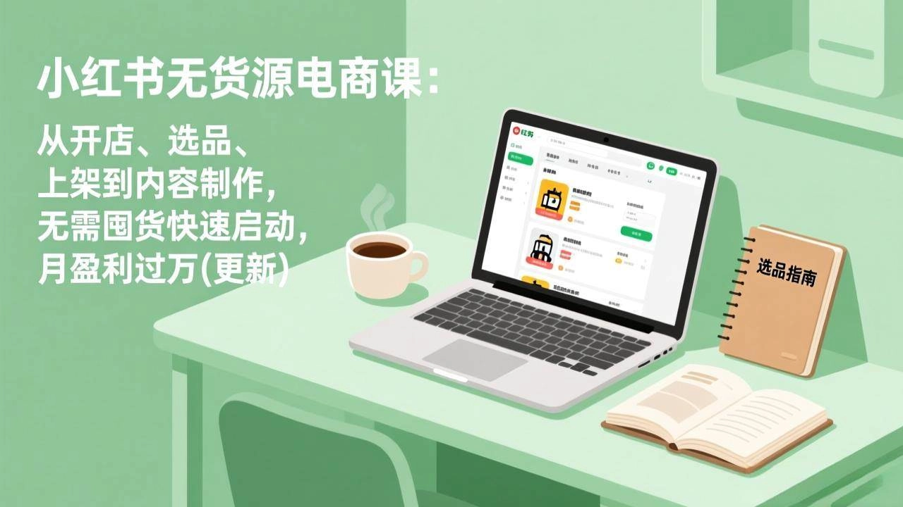 （17842期）小红书无货源电商课(3月更新)：从开店、选品、上架到内容制作，无需囤货快速启动，月盈利过万