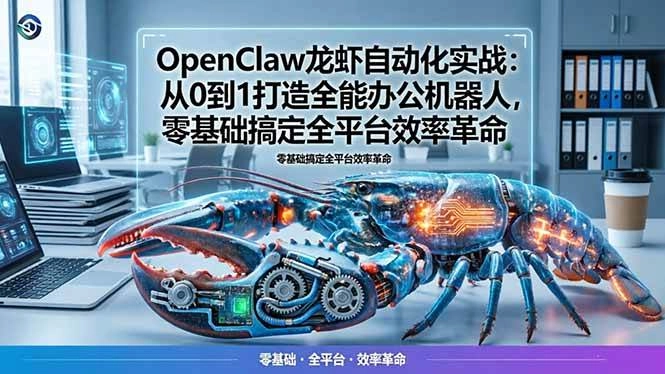 (17996期)OpenClaw龙虾自动化实战:从0到1打造全能办公机器人,零基础搞定全平台效率革命 (17996期)OpenClaw龙虾自动化实战:从0到1打造全能办公机器人,零基础搞定全平台效率革命